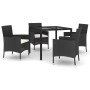 Set de muebles jardín 5 pzas con cojines ratán sintético negro de vidaXL, Conjuntos de jardín - Ref: Foro24-3187317, Precio: ...