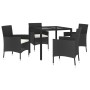 Set de muebles jardín 5 pzas con cojines ratán sintético negro de vidaXL, Conjuntos de jardín - Ref: Foro24-3187317, Precio: ...