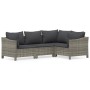 4-piece garden furniture set and gray synthetic rattan cushions by vidaXL, Garden sets - Ref: Foro24-3187272, Price: 289,86 €...