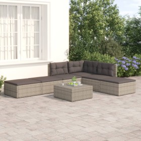 6-teiliges Gartenmöbel-Set und graue synthetische Rattankissen von vidaXL, Gartensets - Ref: Foro24-3187199, Preis: 424,99 €,...