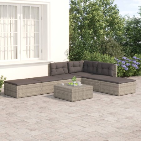 6-piece garden furniture set and gray synthetic rattan cushions by vidaXL, Garden sets - Ref: Foro24-3187199, Price: 424,99 €...