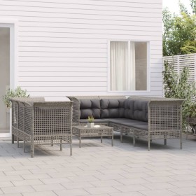 9-teiliges Gartenmöbel-Set und graue synthetische Rattankissen von vidaXL, Gartensets - Ref: Foro24-3187544, Preis: 454,58 €,...