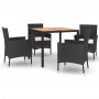 Set de muebles jardín 5 pzas con cojines ratán sintético negro de vidaXL, Conjuntos de jardín - Ref: Foro24-3187389, Precio: ...