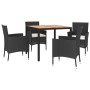 Set de muebles jardín 5 pzas con cojines ratán sintético negro de vidaXL, Conjuntos de jardín - Ref: Foro24-3187389, Precio: ...