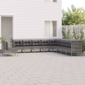 11-teiliges Gartenmöbel-Set und graue synthetische Rattankissen von vidaXL, Gartensets - Ref: Foro24-3187533, Preis: 527,99 €...