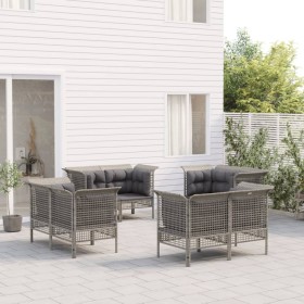 8-teiliges Gartenmöbel-Set und Kissen synthetisches Rattangrau von vidaXL, Gartensets - Ref: Foro24-3187482, Preis: 463,08 €,...