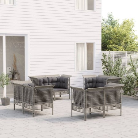 Garden furniture set 8 pieces and gray synthetic rattan cushions by vidaXL, Garden sets - Ref: Foro24-3187482, Price: 463,55 ...