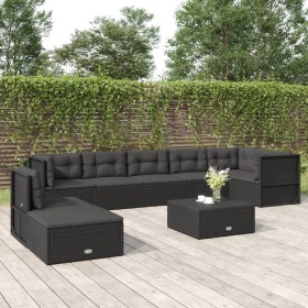 8-teiliges Gartenmöbel-Set und schwarze synthetische Rattankissen von vidaXL, Gartensets - Ref: Foro24-3187134, Preis: 680,99...