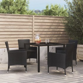 5-teiliges Gartenmöbel-Set mit Kissen synthetisches Rattan schwarz von vidaXL, Gartensets - Ref: Foro24-3187325, Preis: 302,8...