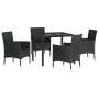 Set de muebles jardín 5 pzas con cojines ratán sintético negro de vidaXL, Conjuntos de jardín - Ref: Foro24-3187325, Precio: ...