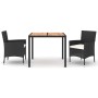 Set comedor de jardín 3 pzas con cojines ratán sintético negro de vidaXL, Conjuntos de jardín - Ref: Foro24-3187388, Precio: ...