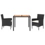 Set comedor de jardín 3 pzas con cojines ratán sintético negro de vidaXL, Conjuntos de jardín - Ref: Foro24-3187388, Precio: ...