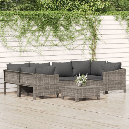 7-teiliges Gartenmöbel-Set und graue synthetische Rattankissen von vidaXL, Gartensets - Ref: Foro24-3187301, Preis: 478,99 €,...