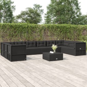 Gartenmöbel-Set 10 Stück schwarze synthetische Rattankissen von vidaXL, Gartensets - Ref: Foro24-3187169, Preis: 804,99 €, Ra...