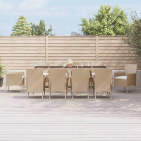 Set comedor de jardín 11 pzas con cojines ratán sintético beige de vidaXL, Conjuntos de jardín - Ref: Foro24-3187355, Precio:...