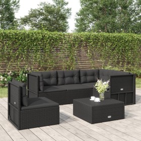 5-teiliges Gartenmöbel-Set und schwarze synthetische Rattankissen von vidaXL, Gartensets - Ref: Foro24-3187129, Preis: 492,99...