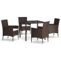 Set comedor de jardín 5 piezas y cojines ratán sintético marrón de vidaXL, Conjuntos de jardín - Ref: Foro24-3187309, Precio:...