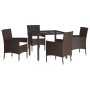 Set comedor de jardín 5 piezas y cojines ratán sintético marrón de vidaXL, Conjuntos de jardín - Ref: Foro24-3187309, Precio:...