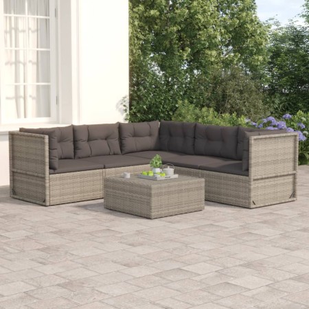 5-teiliges Gartenmöbel-Set und graue synthetische Rattankissen von vidaXL, Gartensets - Ref: Foro24-3187200, Preis: 436,36 €,...