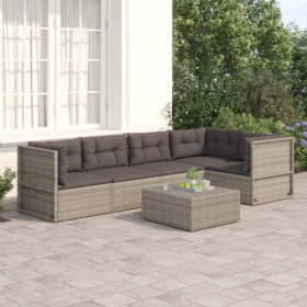 5-teiliges Gartenmöbel-Set und graue synthetische Rattankissen von vidaXL, Gartensets - Ref: Foro24-3187195, Preis: 436,99 €,...