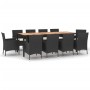 Set de comedor jardín 11 pzas con cojines ratán sintético negro de vidaXL, Conjuntos de jardín - Ref: Foro24-3187395, Precio:...