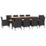 Set de comedor jardín 11 pzas con cojines ratán sintético negro de vidaXL, Conjuntos de jardín - Ref: Foro24-3187395, Precio:...