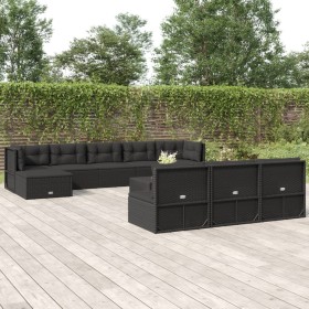 Gartenmöbelset 11-teilig und schwarze synthetische Rattankissen von vidaXL, Gartensets - Ref: Foro24-3187174, Preis: 837,99 €...