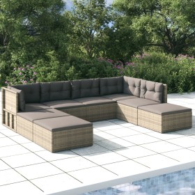 8-piece garden furniture set and gray synthetic rattan cushions by vidaXL, Garden sets - Ref: Foro24-3187237, Price: 598,99 €...