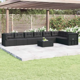 Garden furniture set 8 pieces and black synthetic rattan cushions by vidaXL, Garden sets - Ref: Foro24-3187145, Price: 720,99...