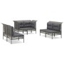 Set de muebles de jardín 6 pzas y cojines ratán sintético gris de vidaXL, Conjuntos de jardín - Ref: Foro24-3187490, Precio: ...