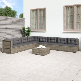 8-teiliges Gartenmöbel-Set und Kissen synthetisches Rattangrau von vidaXL, Gartensets - Ref: Foro24-3187185, Preis: 746,69 €,...