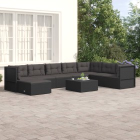 8-teiliges Gartenmöbel-Set und schwarze synthetische Rattankissen von vidaXL, Gartensets - Ref: Foro24-3187122, Preis: 680,99...