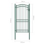 Puerta de jardín con arco superior acero verde 100x200 cm de vidaXL, Puertas de jardín - Ref: Foro24-146367, Precio: 214,98 €...