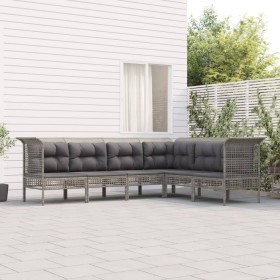 6-teiliges Gartenmöbel-Set und graue synthetische Rattankissen von vidaXL, Gartensets - Ref: Foro24-3187515, Preis: 363,24 €,...