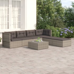 6-teiliges Gartenmöbel-Set und graue synthetische Rattankissen von vidaXL, Gartensets - Ref: Foro24-3187192, Preis: 525,99 €,...