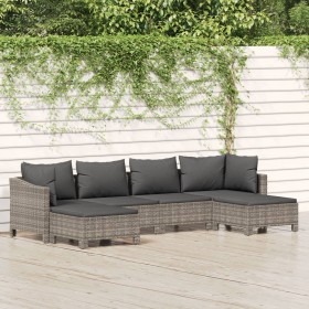 Set mit 6 Gartenmöbeln und Kissen synthetisches Rattangrau von vidaXL, Gartensets - Ref: Foro24-3187295, Preis: 468,81 €, Rab...