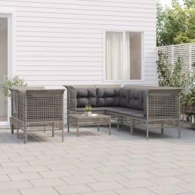 8-teiliges Gartenmöbel-Set und graue synthetische Rattankissen von vidaXL, Gartensets - Ref: Foro24-3187542, Preis: 436,99 €,...