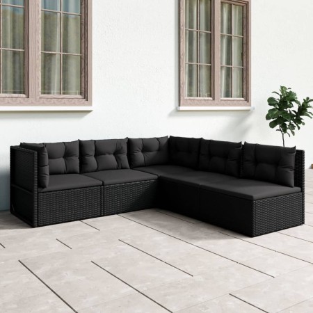 5-piece garden furniture set with black synthetic rattan cushions by vidaXL, Garden sets - Ref: Foro24-3187096, Price: 484,30...