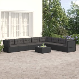 8-teiliges Gartenmöbel-Set und schwarze synthetische Rattankissen von vidaXL, Gartensets - Ref: Foro24-3187125, Preis: 720,99...