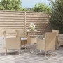 Garden table and 5-piece chair set with beige synthetic rattan cushions by vidaXL, Garden sets - Ref: Foro24-3187421, Price: ...