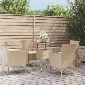 5 Stk. Gartentisch und Stühle und Kissen synthetisches Rattan beige von vidaXL, Gartensets - Ref: Foro24-3187421, Preis: 323,...