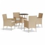 Garden table and 5-piece chair set with beige synthetic rattan cushions by vidaXL, Garden sets - Ref: Foro24-3187421, Price: ...