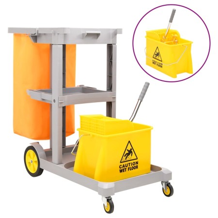 Cleaning cart with polypropylene mop bucket by vidaXL, Maintenance carts and caddies - Ref: Foro24-3186935, Price: 222,79 €, ...