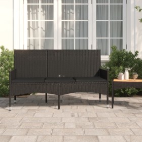 3-Sitzer-Gartenbank mit schwarzen synthetischen Rattankissen von vidaXL, Gartenbänke - Ref: Foro24-319494, Preis: 95,17 €, Ra...