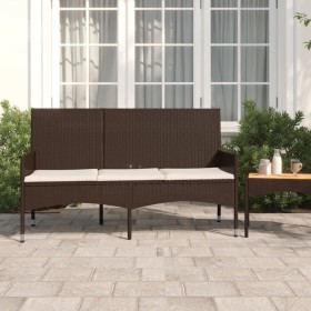 3-seater garden bench with brown synthetic rattan cushions by vidaXL, garden benches - Ref: Foro24-319491, Price: 86,55 €, Di...