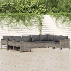 9-teiliges Gartenmöbel-Set und Kissen synthetisches Rattangrau von vidaXL, Gartensets - Ref: Foro24-3187304, Preis: 578,99 €,...