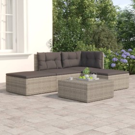 4-teiliges Gartenmöbel-Set und Kissen synthetisches Rattangrau von vidaXL, Gartensets - Ref: Foro24-3187187, Preis: 319,99 €,...