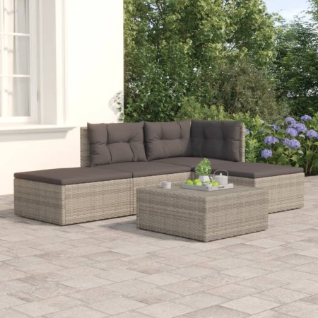 4-piece garden furniture set with gray synthetic rattan cushions by vidaXL, Garden sets - Ref: Foro24-3187187, Price: 318,33 ...