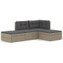 Set de muebles de jardín 4 pzas y cojines ratán sintético gris de vidaXL, Conjuntos de jardín - Ref: Foro24-3187187, Precio: ...