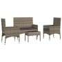 Set de muebles de jardín 4 pzas y cojines ratán sintético gris de vidaXL, Conjuntos de jardín - Ref: Foro24-319497, Precio: 1...